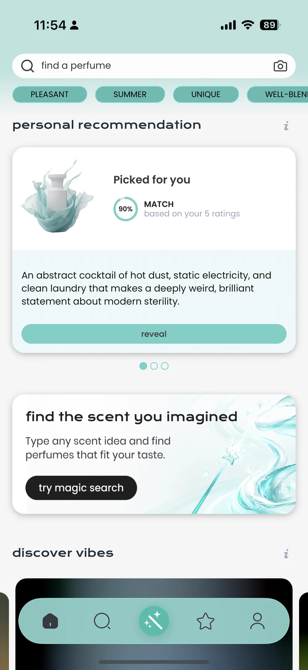 Scented, personal match screen